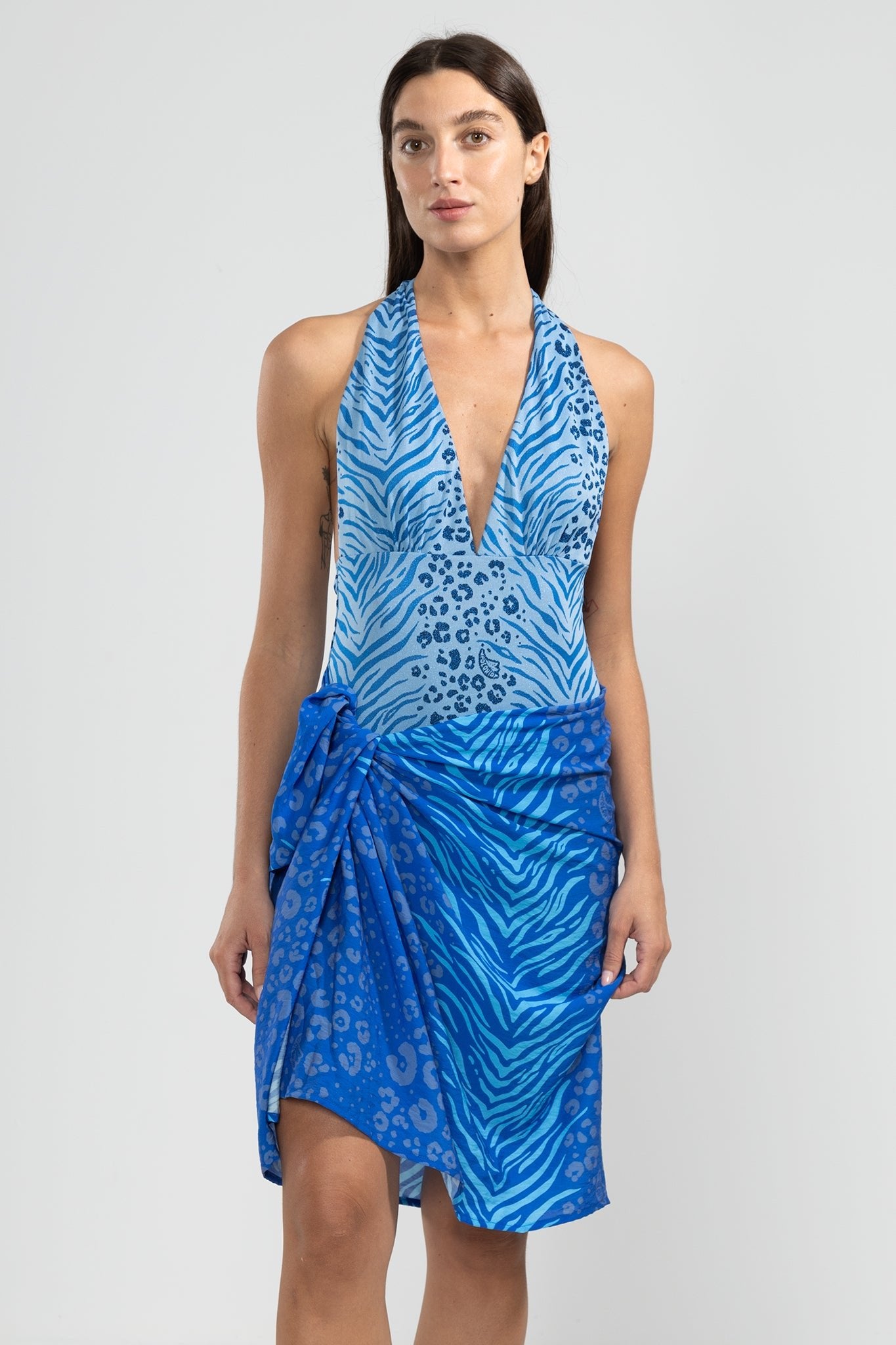 HALTER FELINE BLUE ONE PIECE