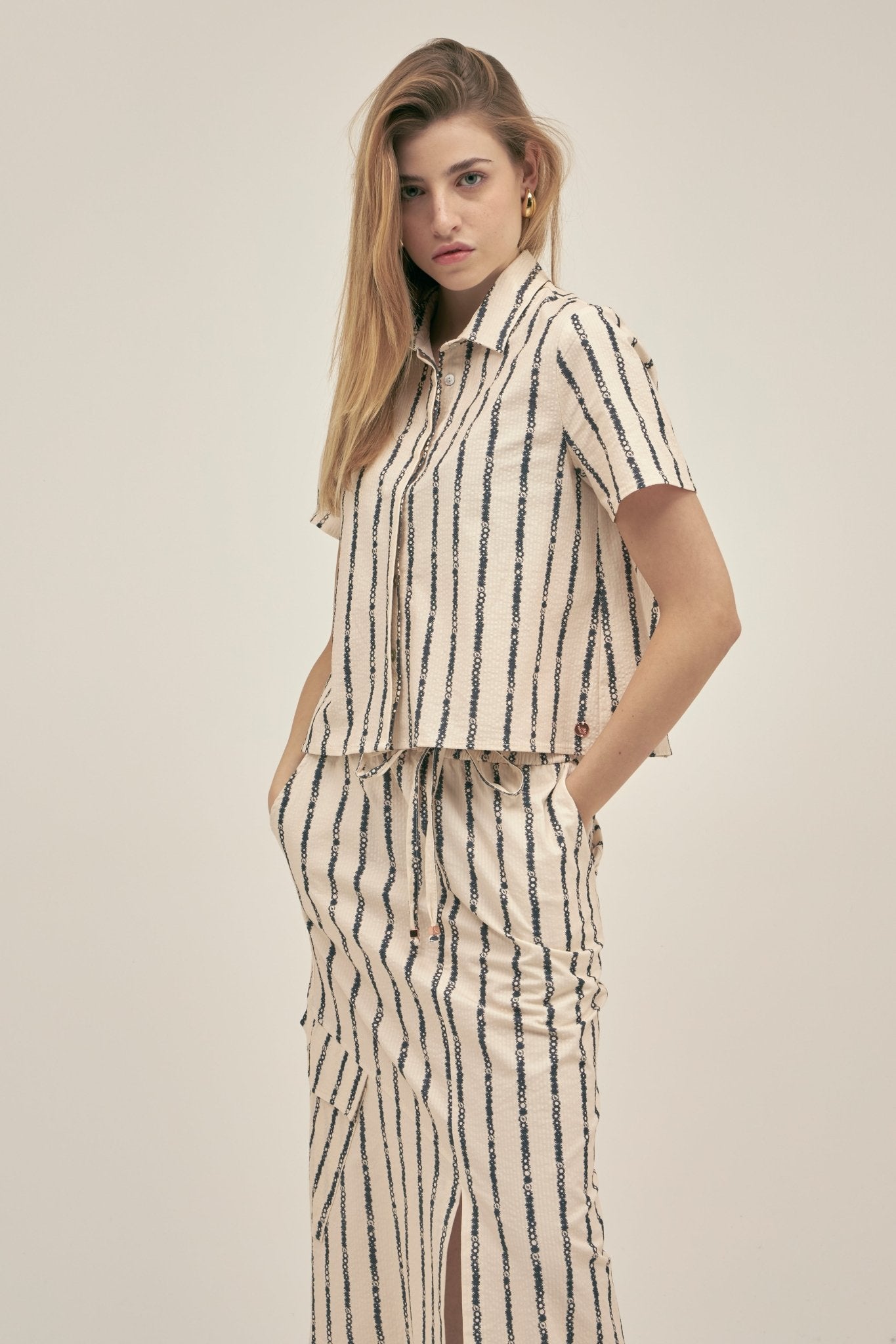 Falda Amelie Floral Stripe - Polonio Uruguay