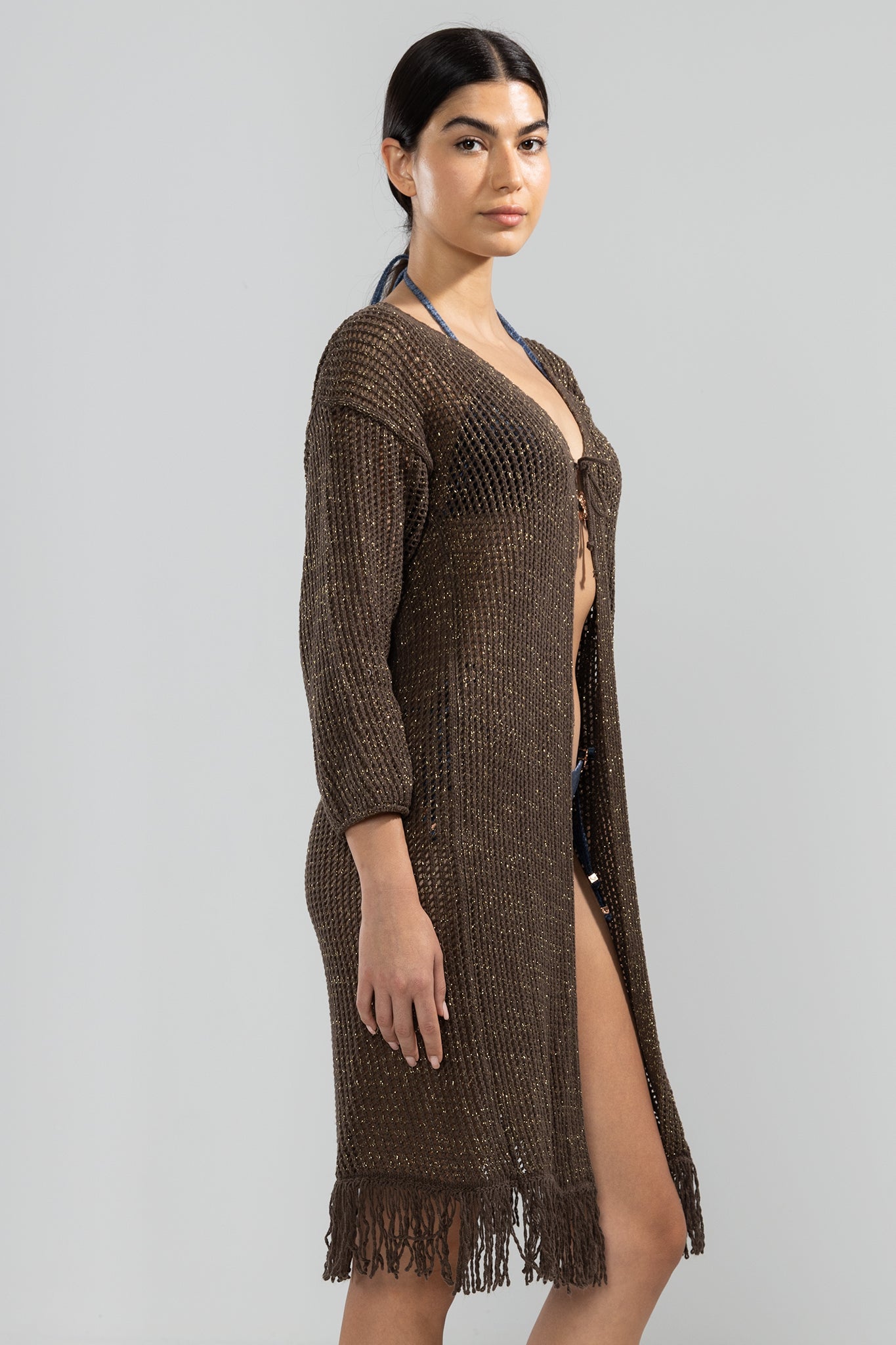 Fringes Cardigan Choco - Polonio Uruguay