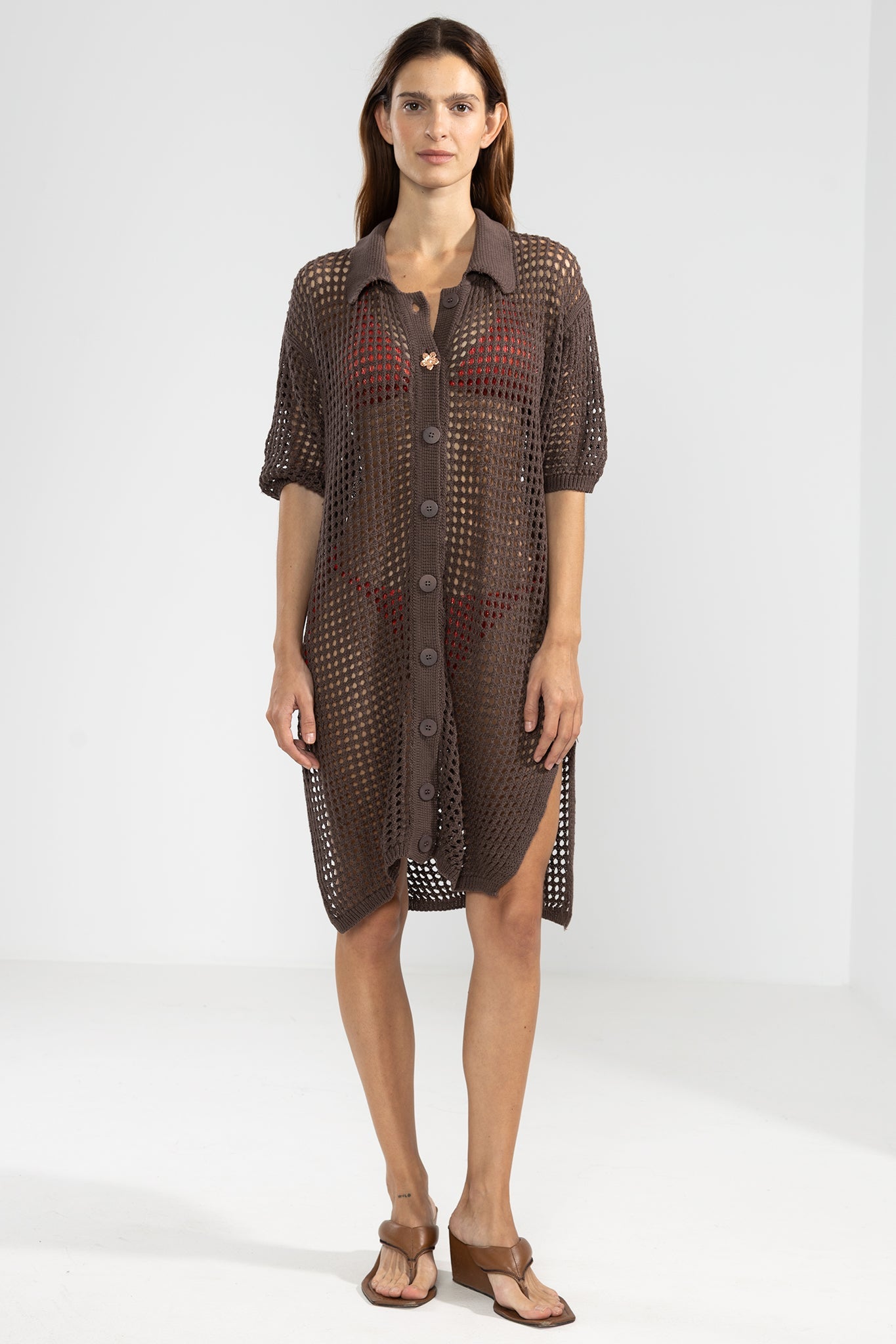 Long Knit Shirt Choco - Polonio Uruguay