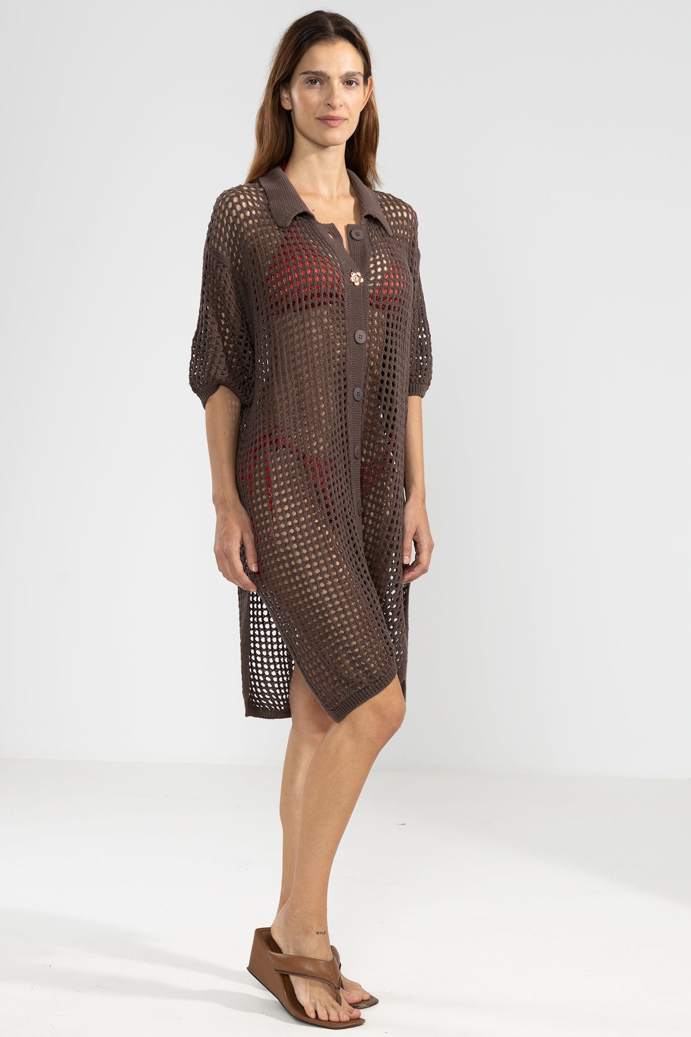 Long Knit Shirt Choco - Polonio Uruguay