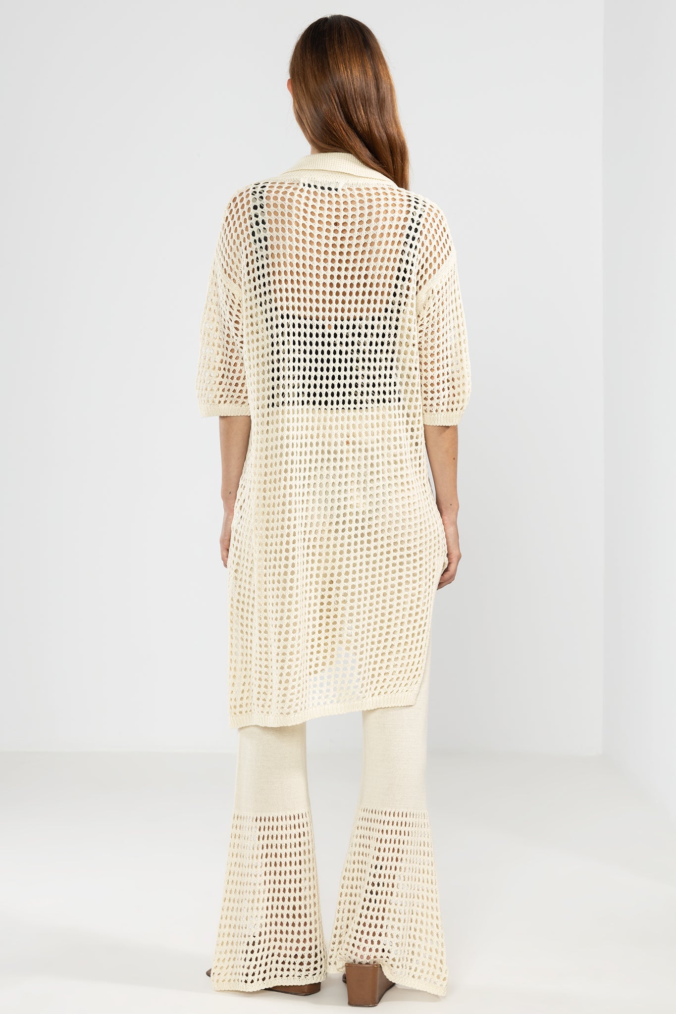 Long Knit Shirt Cream - Polonio Uruguay