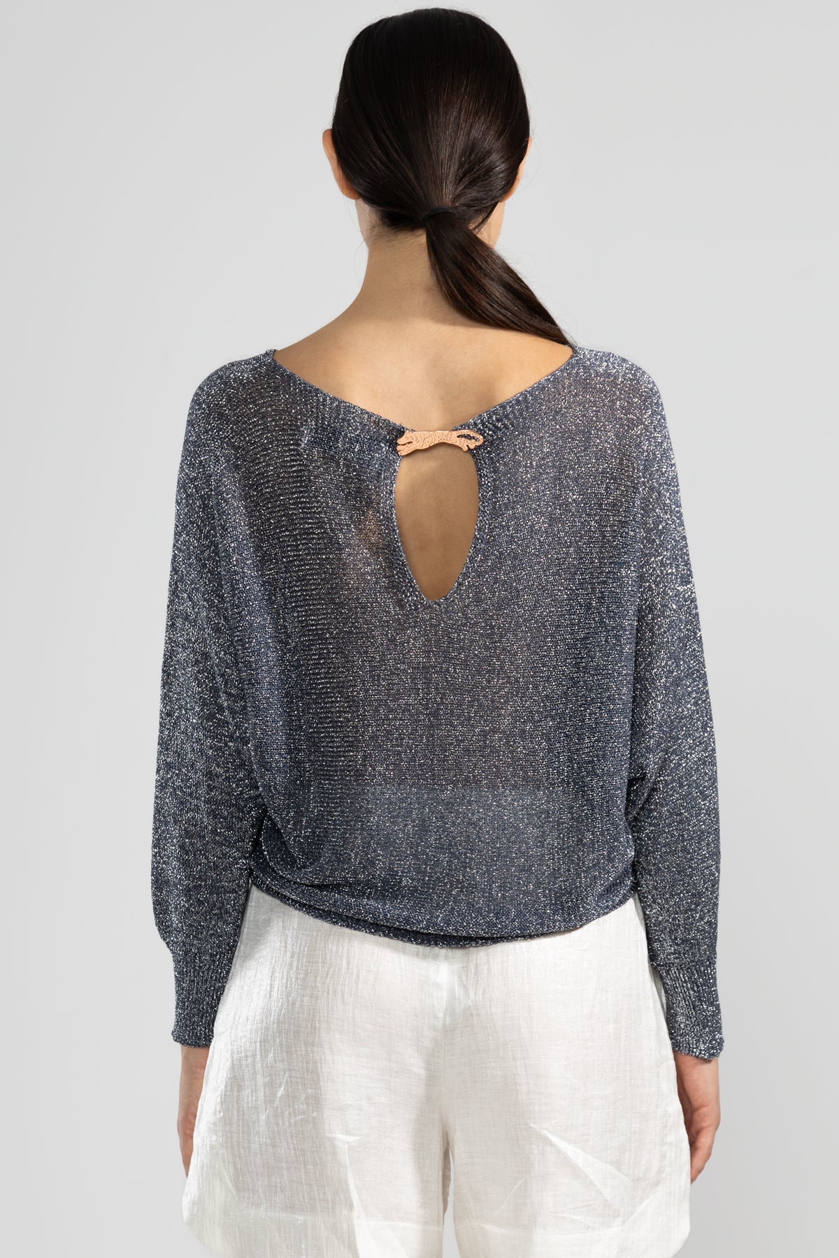 Lu Tiger Lurex Sweater Denim - Polonio Uruguay