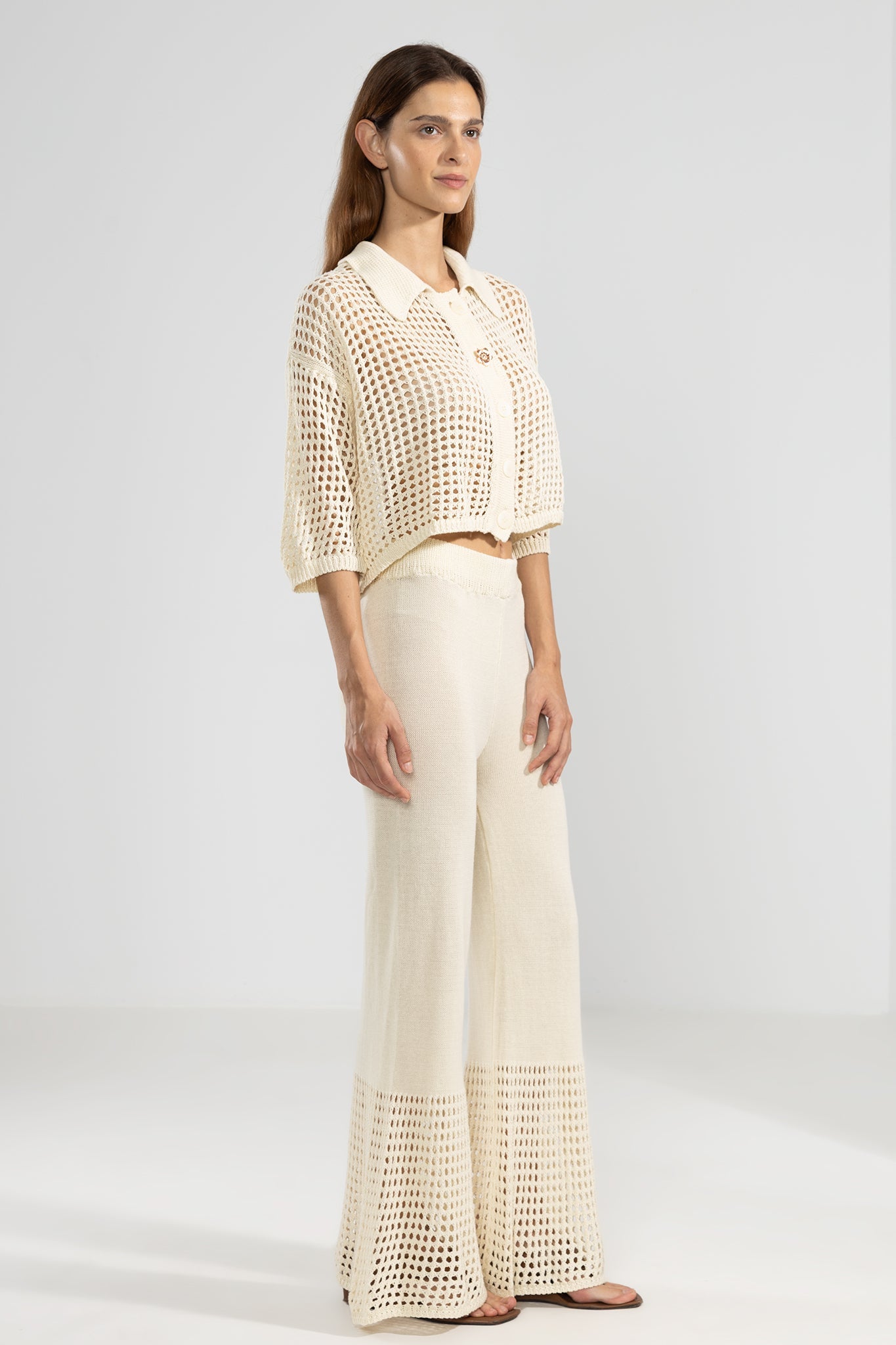 Mica Knit Shirt Cream - Polonio Uruguay