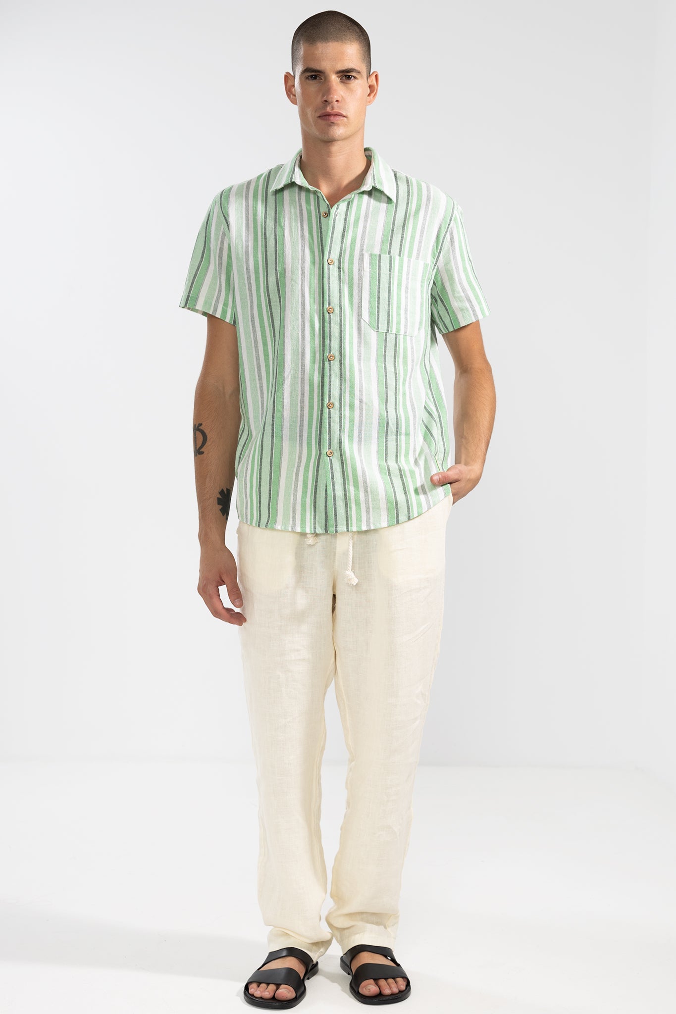 Pantalón De Lino Premium Crema - Polonio Uruguay