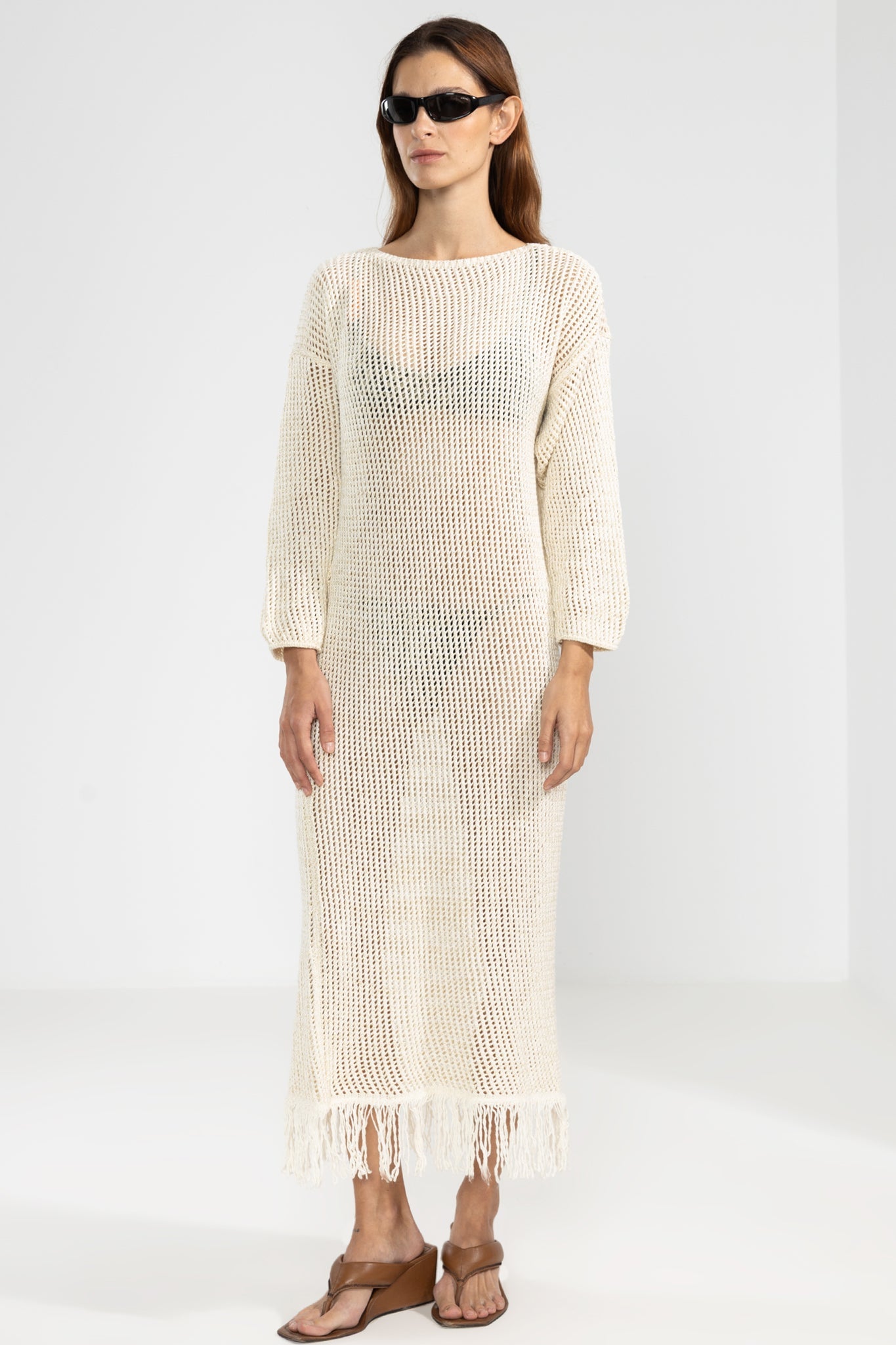 Vestido Fringes Cream - Polonio Uruguay