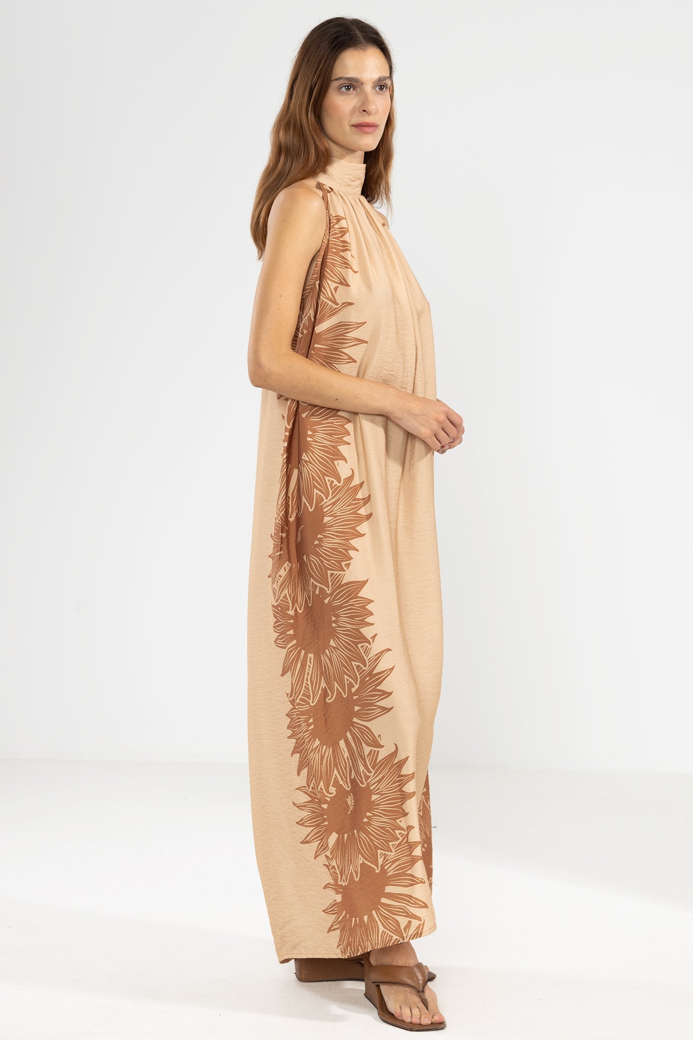 Vestido Halter Michu Bloom Camel - Polonio Uruguay