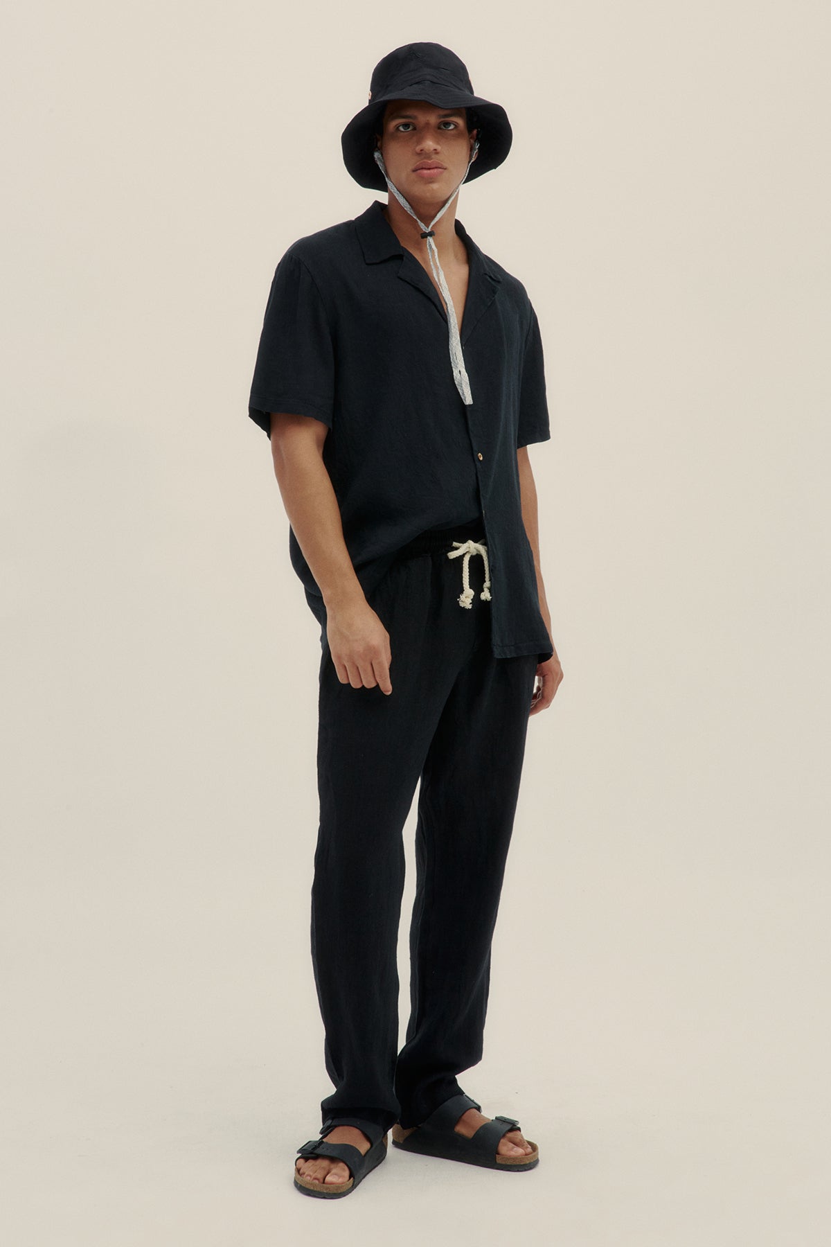 Black Premium Linen Men Pants - Polonio