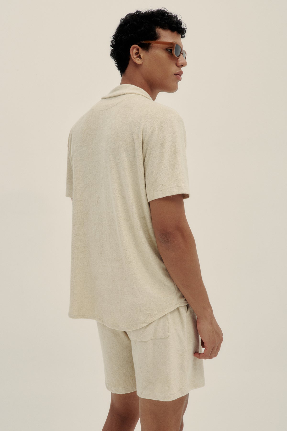 Cream Towel Camp-Collar Shirt - Polonio