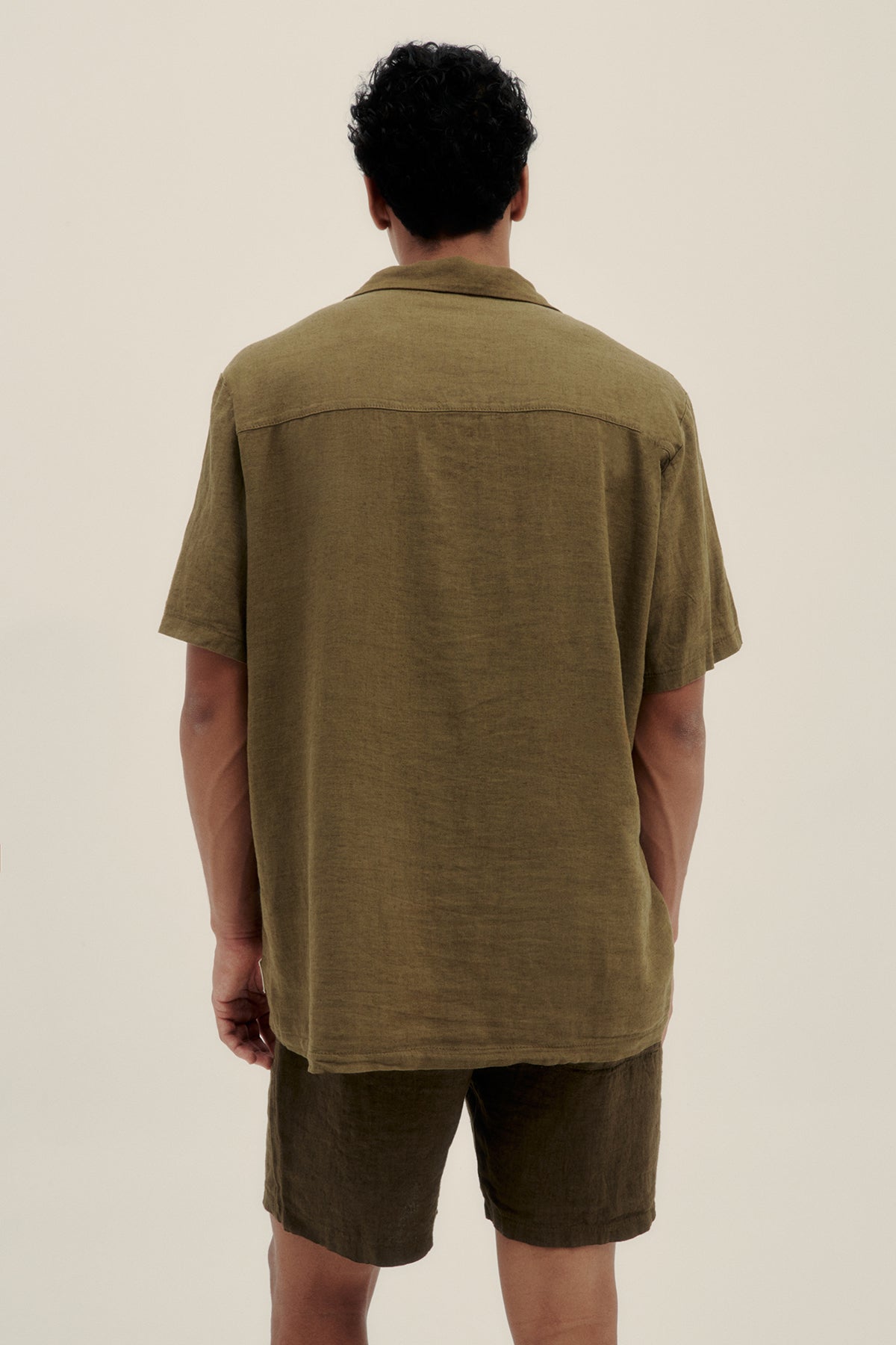 Oil Green Camp-Collar Shirt - Polonio