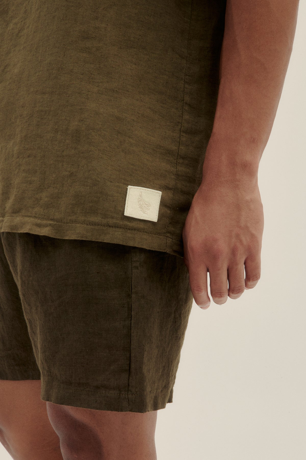 Oil Green Premium Linen Men Shorts - Polonio