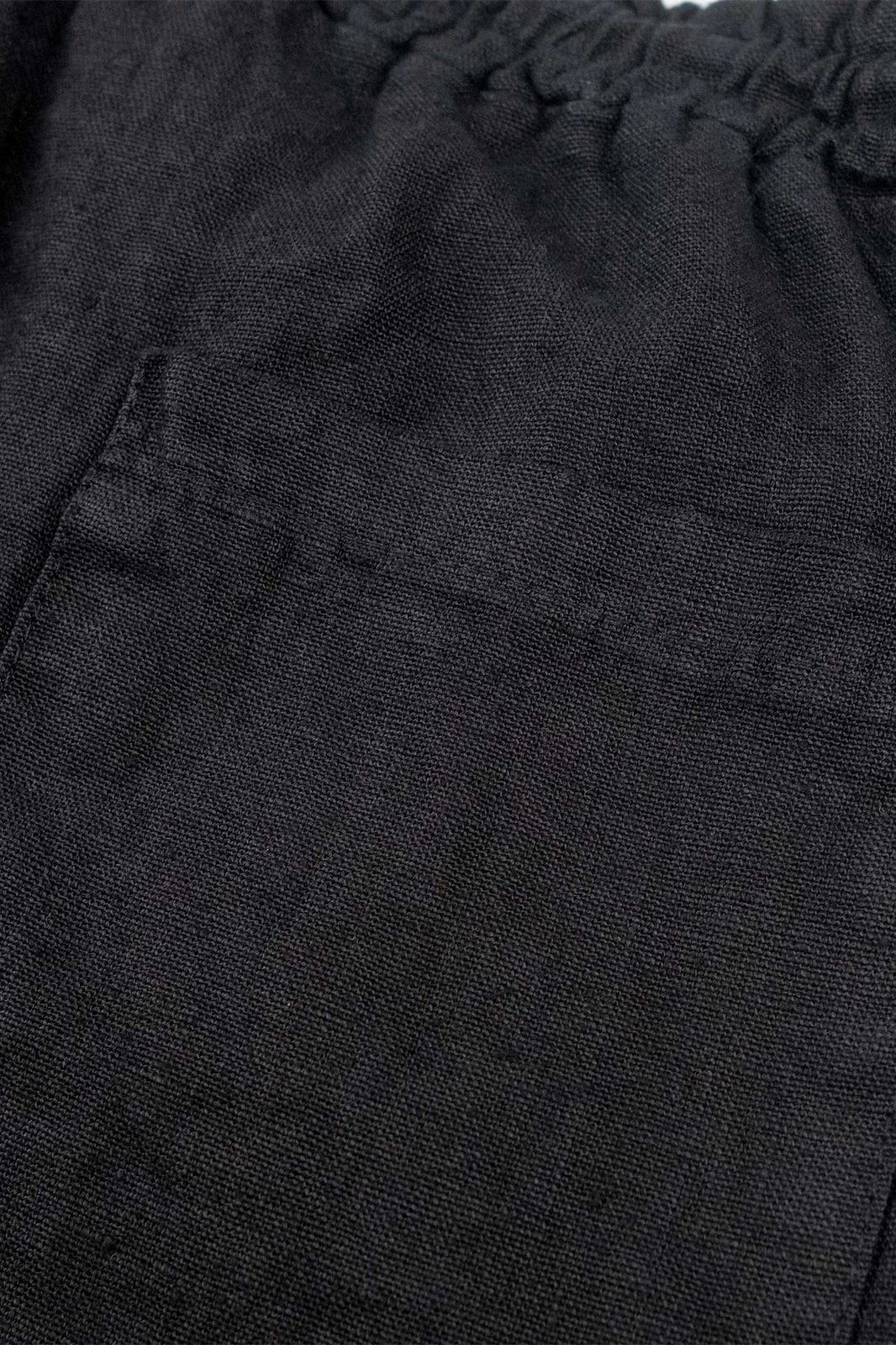 Negro Pantalón de Lino Premium